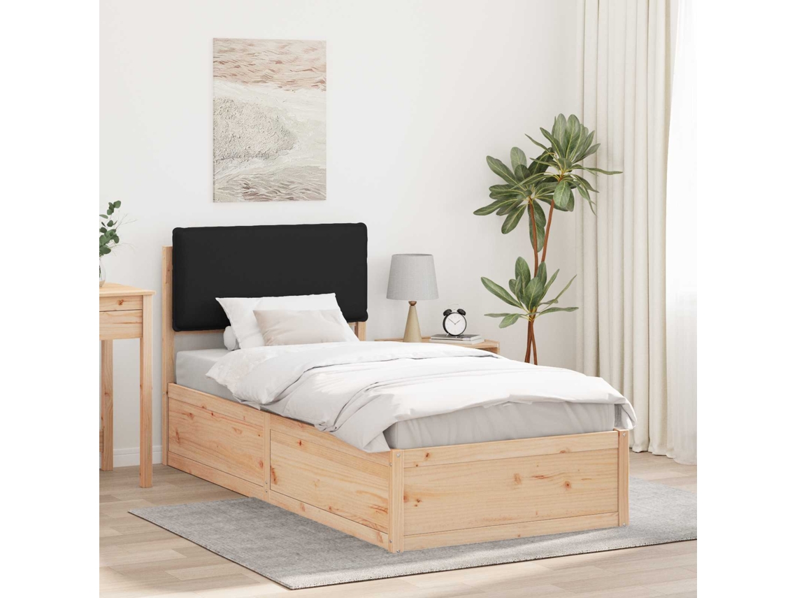 Vidaxl Estrutura de Cama com Cabeceira Estofada Preto 90 X 190 Cm