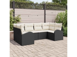 Vidaxl Conjunto De Sofá De Jardim 6 Unid. Preto