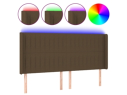 Led Headboard, Led Headboards Vidaxl Marrom Tecido (163 X 16 X 118/128 Cm)