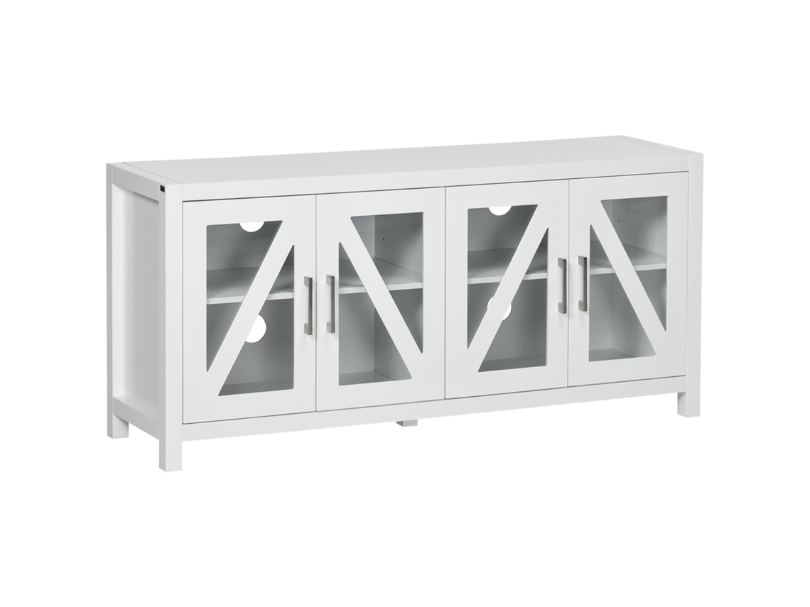 Móvel de Tv Mdf e Vidro Temperado Cor Branco 130x35x60 cm Homcom