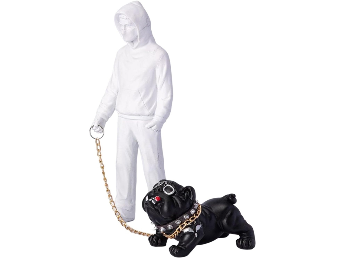 Estátua Homem Cachorro Caminhando Escultura Artística Resina Escritório Quarto Estudos Estar Decoração Coleção GOKOCO