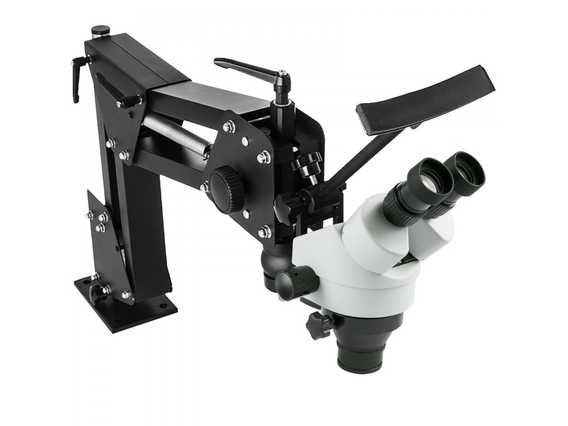 Microscópio Estereoscópico Para Joalharia 7x 45x Com Braço Articulado E Zoom Contínuo Tekmaquinas