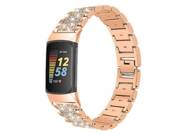Lurelia Pulseira Rose Gold Diamond Aço Inoxidável Fitbit Charge 5