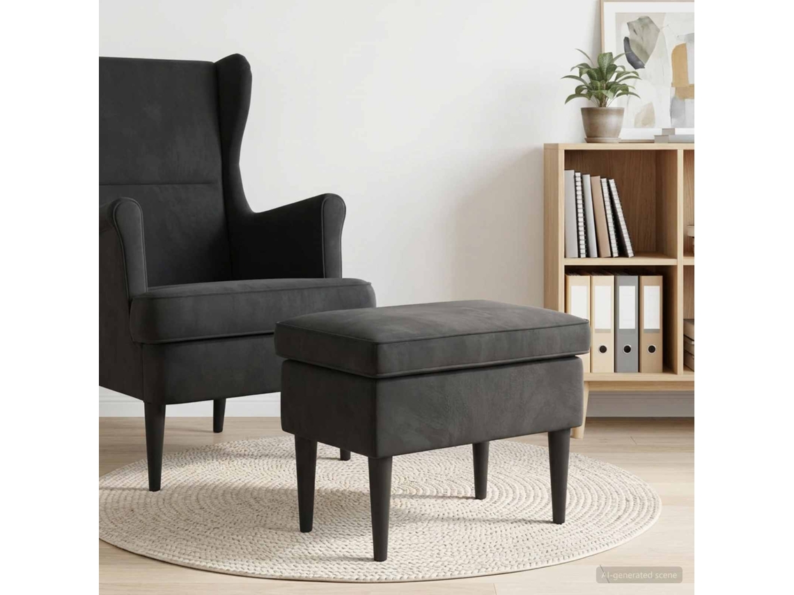 Vidaxl Pufe Para Os Pés Preto 55 X 35 X 41 Cm Veludo
