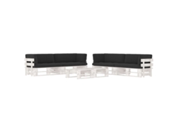 Vidaxl 6 Pcs Conj. Lounge Paletes + Almofadões Pinho Impregnado Branco