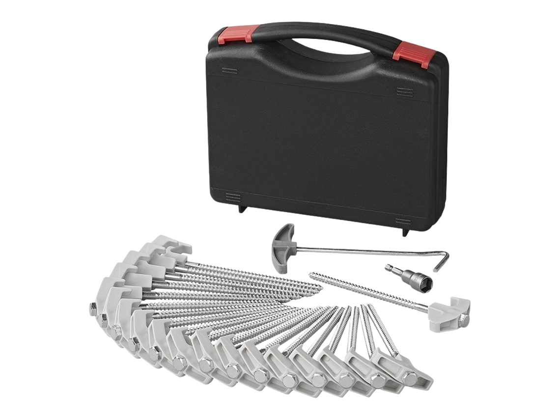 Estaca de Tenda Metal 20 Cm com Gancho Plástico e Cabeça Rosca Conjunto Unidades. AQUAFORGE