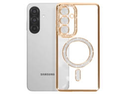 Avizar Capa Diamante Para Samsung Galaxy A26 Magsafe Borda De Strass Dourado