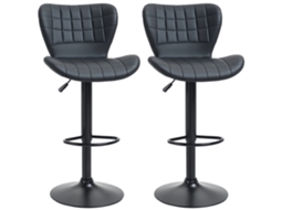 Conjunto De 2 Banquinhos Retro 47 Cm X 51,5 Cm X 89-109 Cm Preto Kd