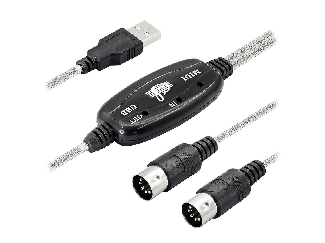 Lurelia Cabo USB Midi USB-A DIN 5 Pinos, Interface para Teclados, Pianos e Sintetizadores, iPhone e iPad