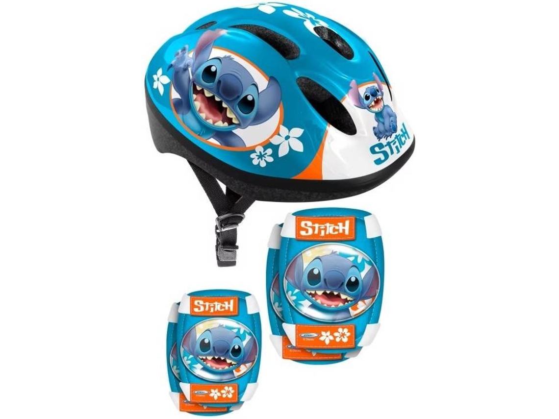 Conjunto Capacete + Joelheira e Cotoveleira STITCH (Azul)