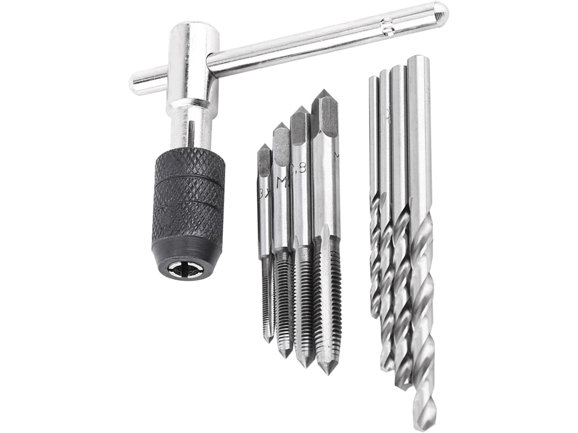 Jogo De Machos E Chaves Rosquear Yuyte, 9 Peças, Com Machos De Rosquear E Brocas Kit Ferramentas Manuais Aço Alta