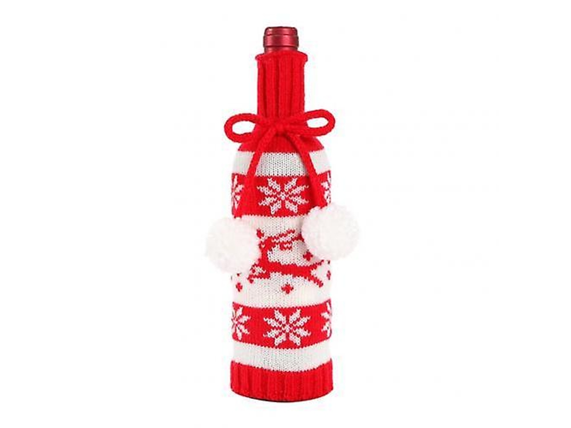 2 Peças Tricotar Elk Snowflake Tree Pattern Wine Bottle Cover