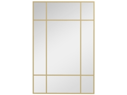 Espelho de Parede Estilo Janela com Montagem Vertical e Horizontal. 90x60 Cm. Ouro Ge