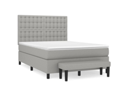 Cama com Molas e Colchão Tecido Cinzento Claro MAISON EXCLUSIVE (140x190 cm)
