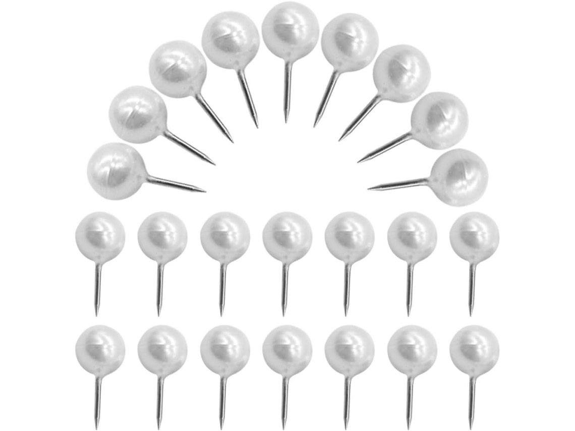 Tachinhas redondas de plástico e metal para fixar mensagens e fotos, cor clara, 100 unidades, ideais para paredes e espaços.