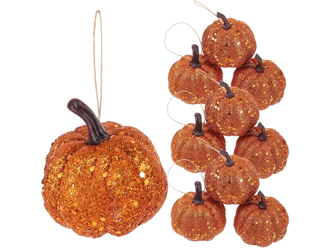 Conjunto De 10 Abóboras Decorativas De Espuma Laranja