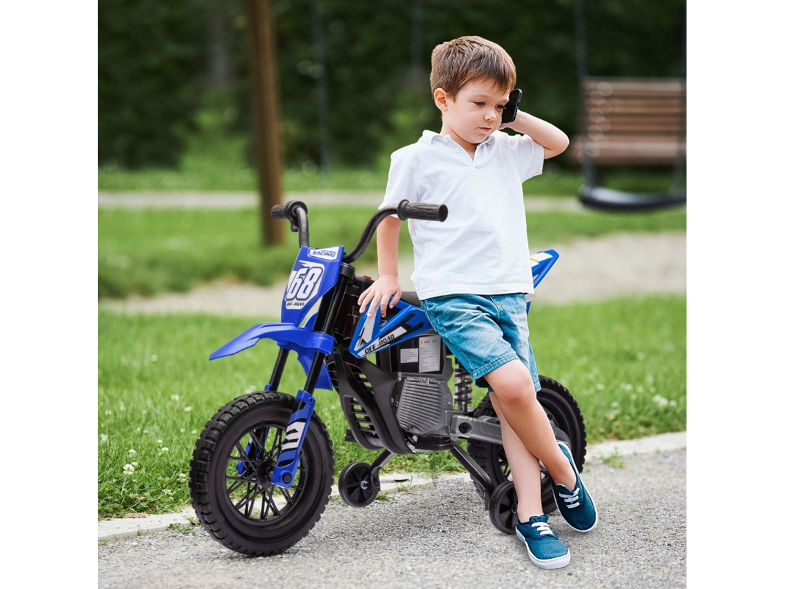 Moto Elétrica Infantil 12v Com Música E Rodas Estabilizadoras, 3-6 Anos, Azul