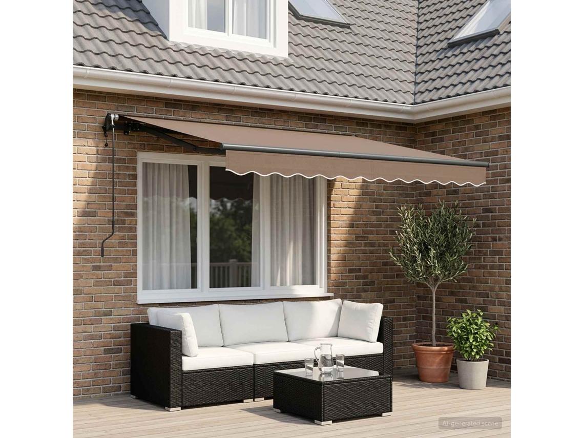 Vidaxl Toldo Retrátil Cinzento-acastanhado 450 × 350 Cm