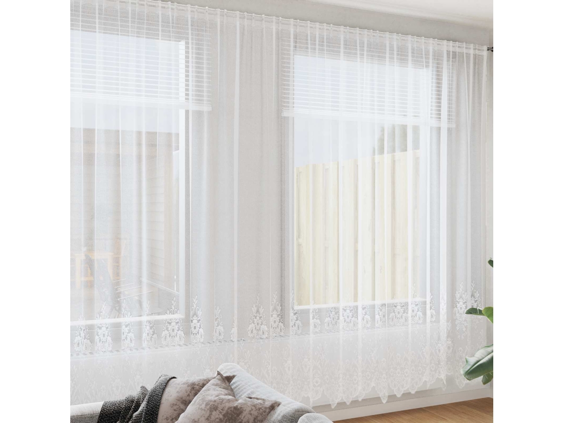 Vidaxl Cortina De Renda Branco 280 X 900 Cm Poliéster