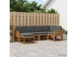 Vidaxl Conjunto De Sofás Para Exterior 6 Pcs Natural E Antracite