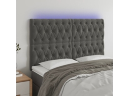 Vidaxl Cabeceira de Cama C/ Led Veludo 160x7x118/128 Cm Cinza escuro