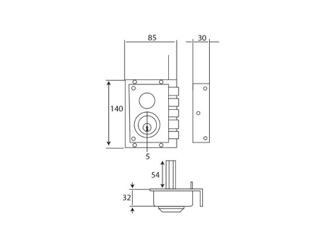 Fechadura L3240cs Pintada De Ouro Inther Direita, Inther.