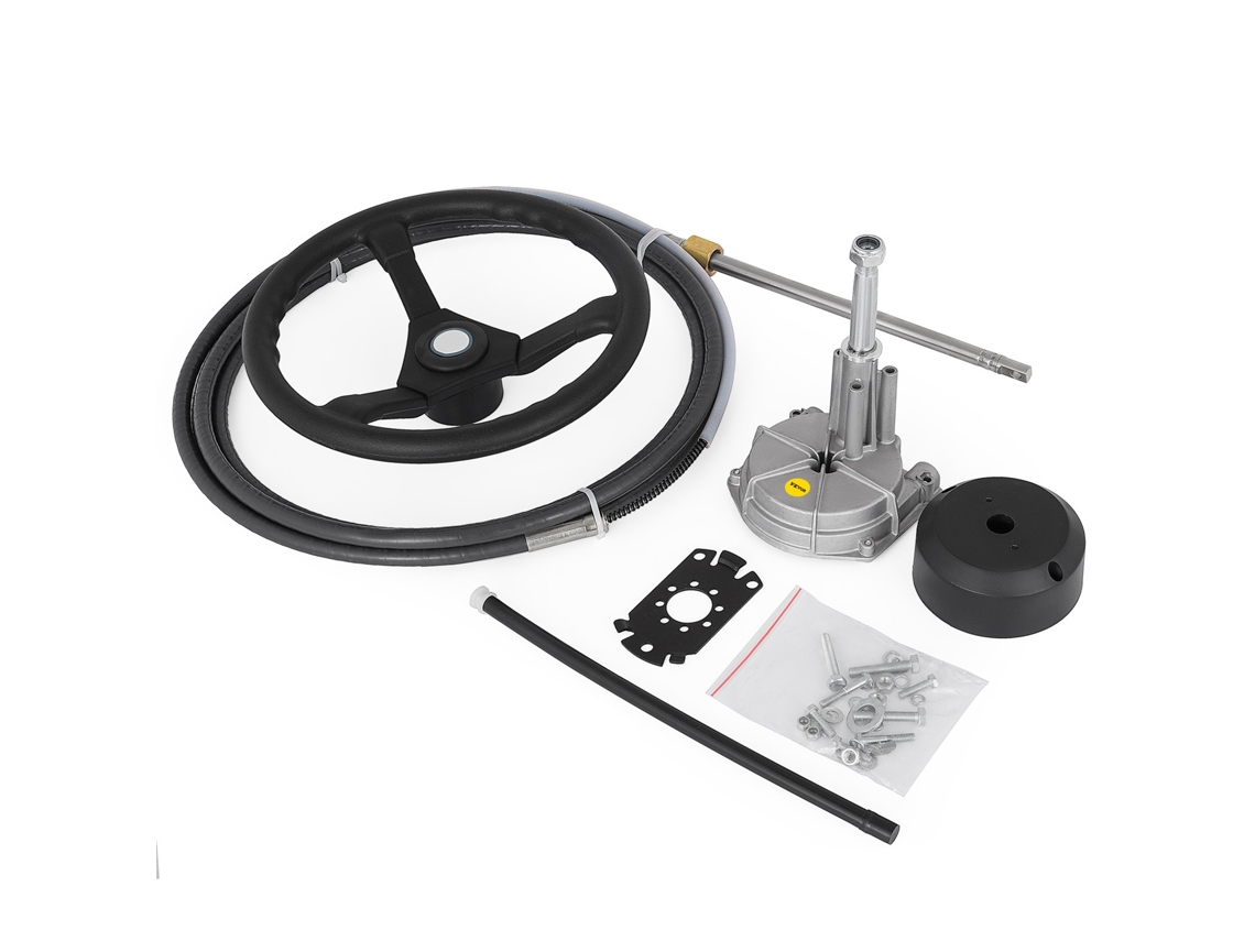 Sistema de Direção Rotativa de Turbina de Motor Marítimo 15 Pés Ss13715 Cabo de Barco com Roda VEVOR