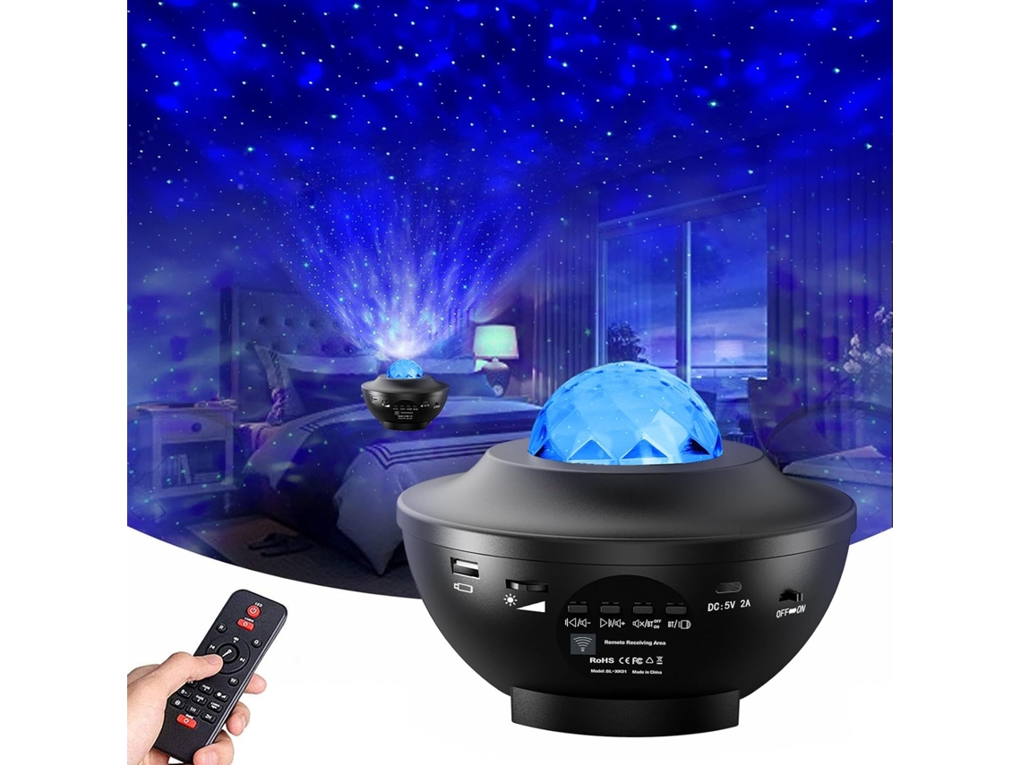 Projetor de Estrelas Galácticas, Luz Noturna de Nebulosa Led, Projetor de Estrelas com Ondas do Oceano e Controle Remoto, Alto BRILVIBERA