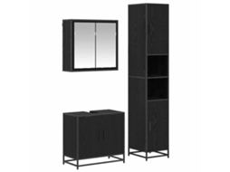 Conjunto de Móveis para Banheiro com Suporte 3 Peças Carvalho Preto MAISON EXCLUSIVE