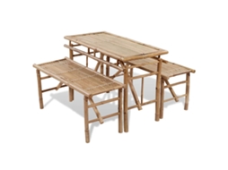 Vidaxl Mesa De Cerveja Com 2 Bancos 100 Cm Bambu