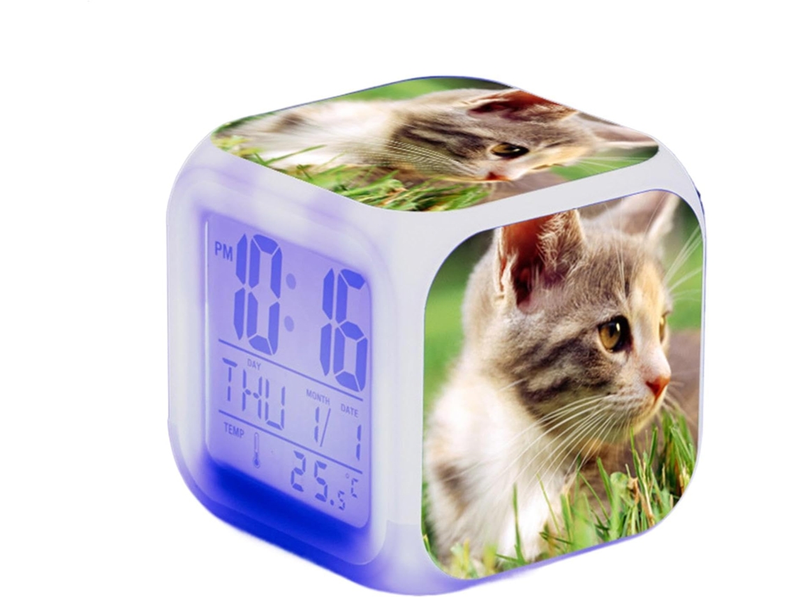 Despertador De Gato Fofo E Colorido Com Tela Eletrônica Grande |
