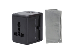 Adaptador Universal de Viagem com USB 2.1A Carregador Parede Internacional para Secador Celular Laptop Preto S/MARCA