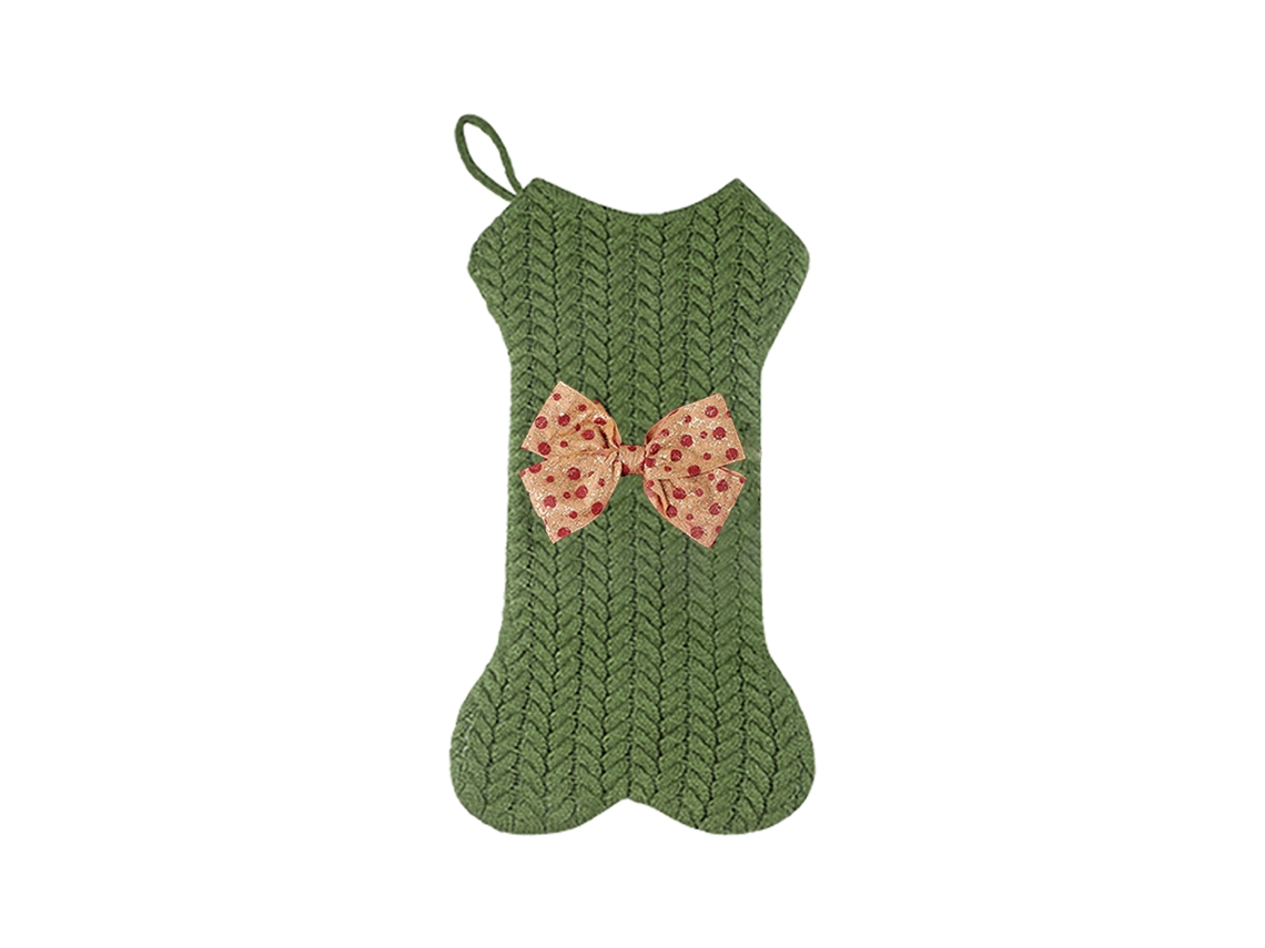 Laxiscreed Decoração De Natal Em Lã Tricotada Com Saco Pendurado, Verde, 42cm