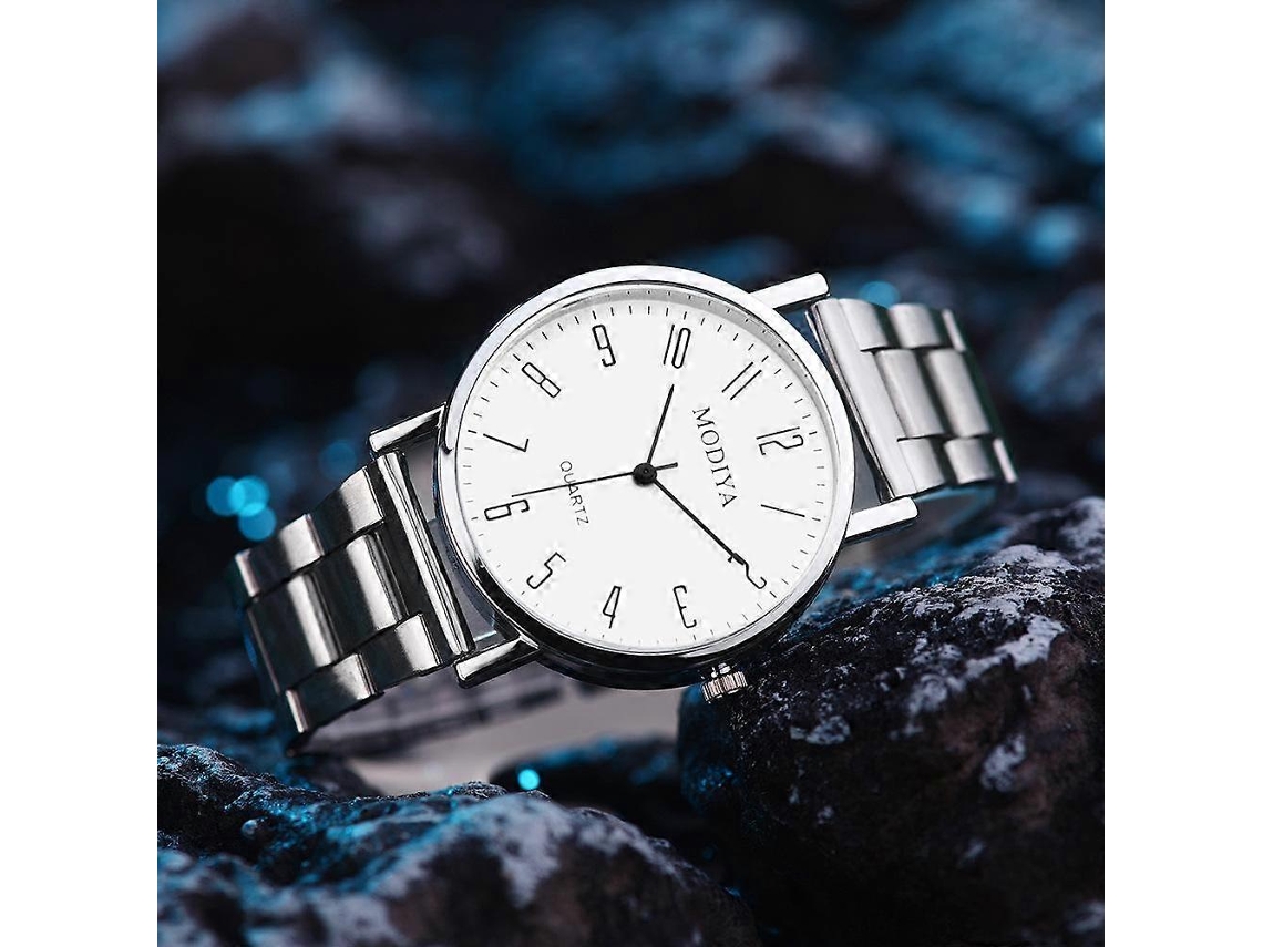 Relógio Masculino Modiya Com Pulseira De Aço Simples E Mecanismo De Quartzo.