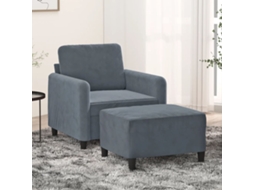 Vidaxl Poltrona Com Apoio De Pés 60 Cm Veludo Cinzento-escuro