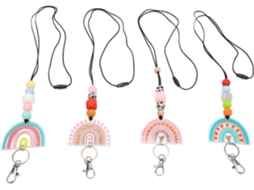 Cordão Com Contas De Acrílico E Silicone, Estilo Arco Íris, Para Professores De Ginástica, Com Chave Gokoco