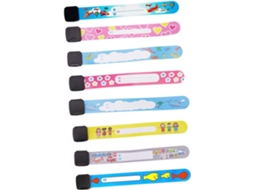 Pulseira Infantil Ajustável Anti Perda Em Pvc, Reutilizável, Com Desenho Animado Para Identificação, Pacote Com 16 Unidades