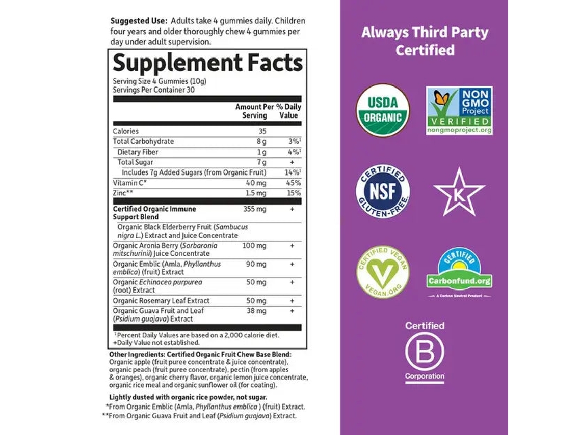 Elderberry Immune – 120 Gomas – GARDEN OF LIFE