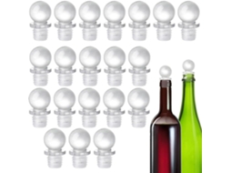 Pacote com 20 copos dispensadores de vidro e plástico com design estético e leve.
