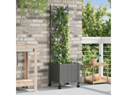Vidaxl Vaso De Jardim Com Treliça E Rodas Cinzento-claro Pp