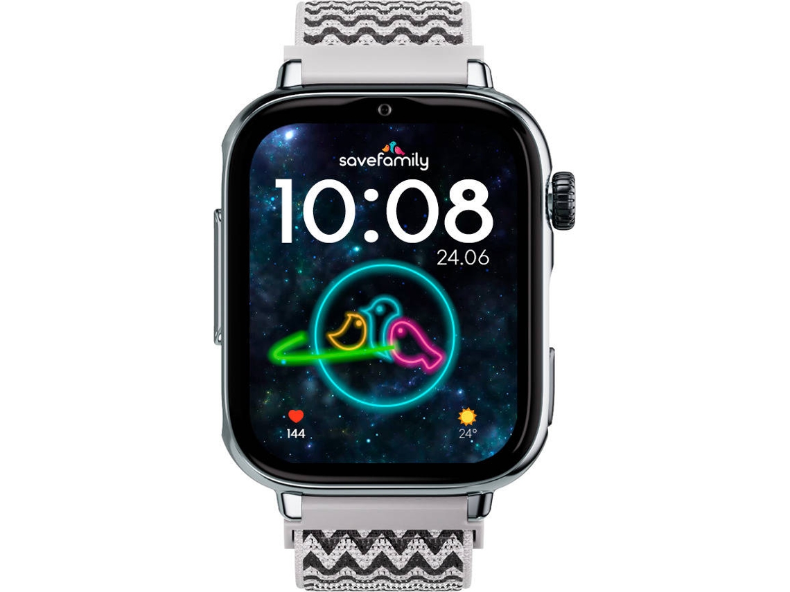 Smartwatch SAVEFAMILY SaveWatch Plus 2 para Crianças (Tecido Zig Zag - Prateado)