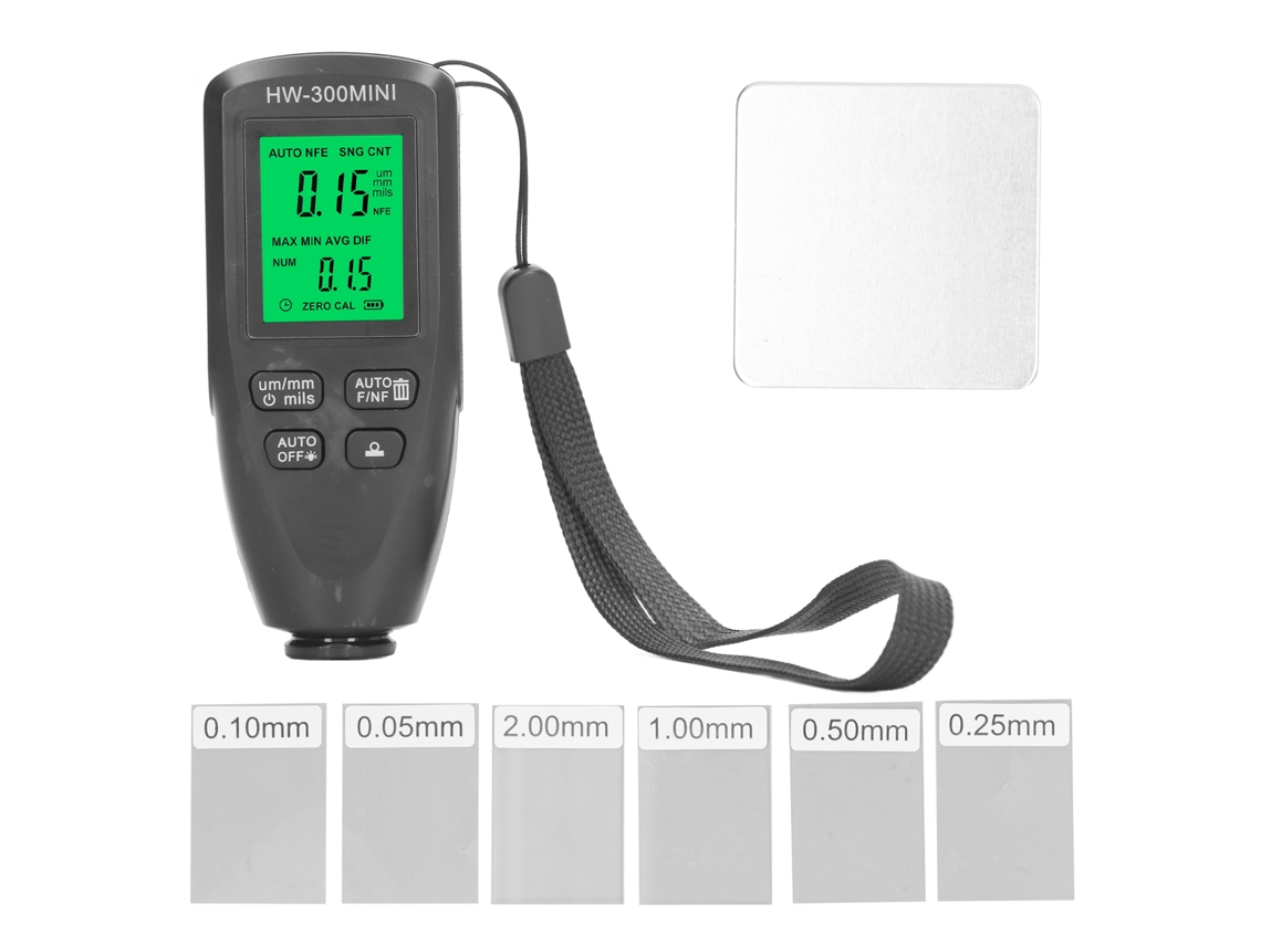 Espessímetro Digital de Revestimento Automotivo Hw 300mini para Medir Espessura de Pintura 0 2000μm com Calibração Zero