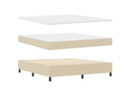 Conjunto 1 Cama Box Vidaxl Creme Tecido (180 X 200 Cm)