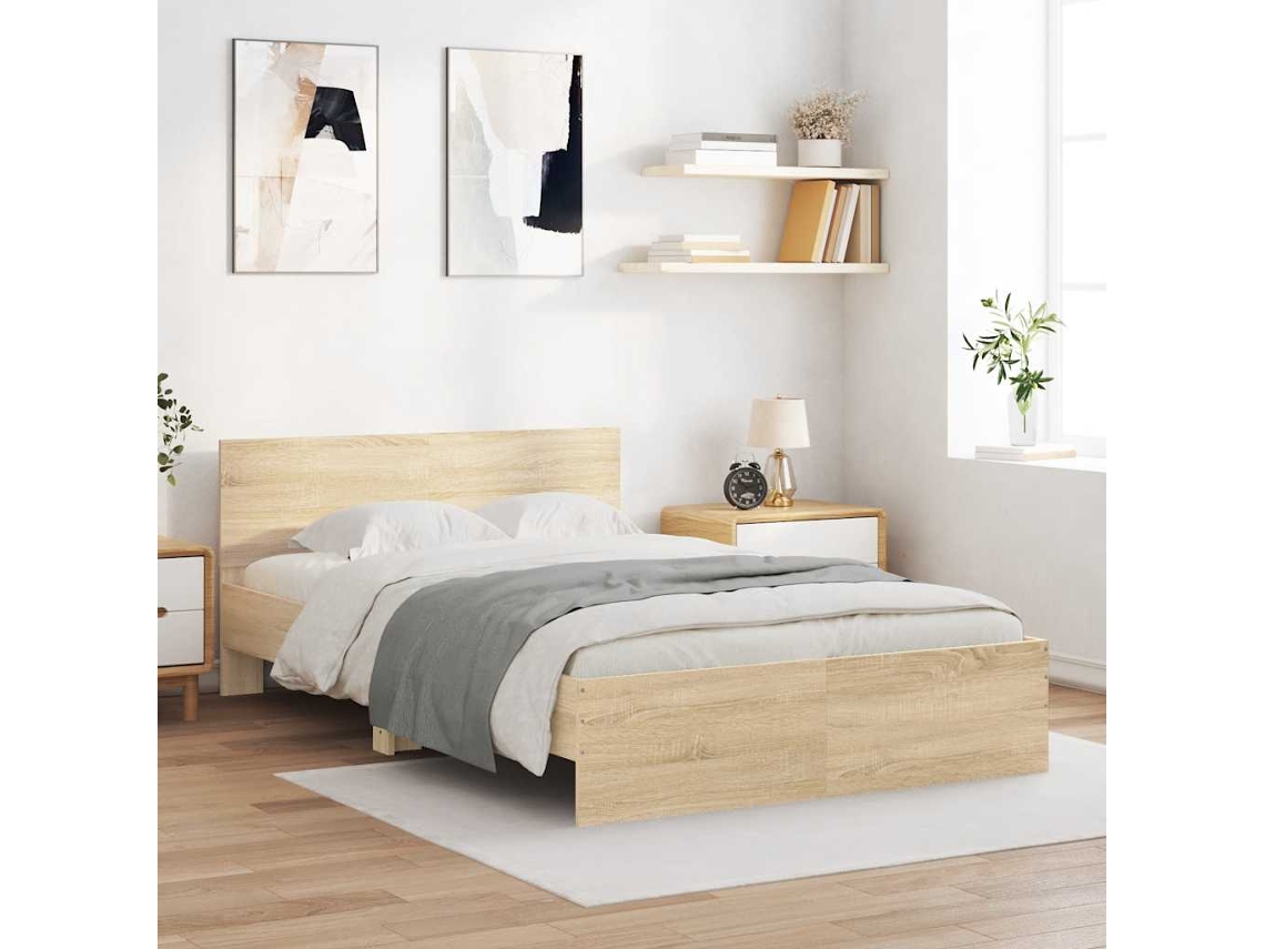 Vidaxl Estrutura De Cama Com Cabeceira 120x200 Cm Carvalho Sonoma
