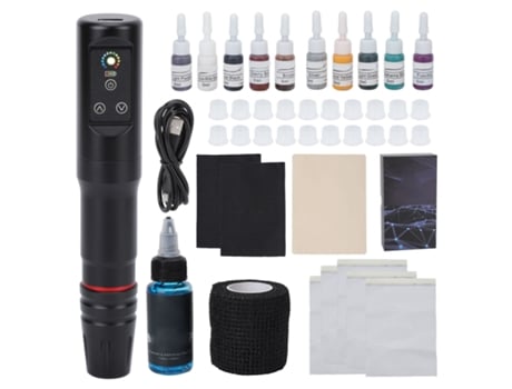 Kit Caneta Máquina De Tatuagem 90ml Profissional Sem Fio Completo Para Artista De Tatuagem Iniciante Aiaididiy