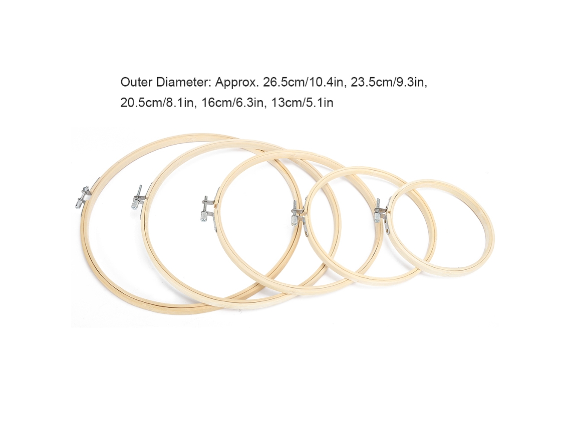 Conjunto de 5 Bastidores Redondos para Bordado, Bastidor para Ponto Cruz, Argola, Bambu, Ferramentas para Costura Manual AQUAFORGE