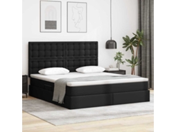 Vidaxl Cama Com Armazenamento Preto 180 X 200 Cm Couro Sintético