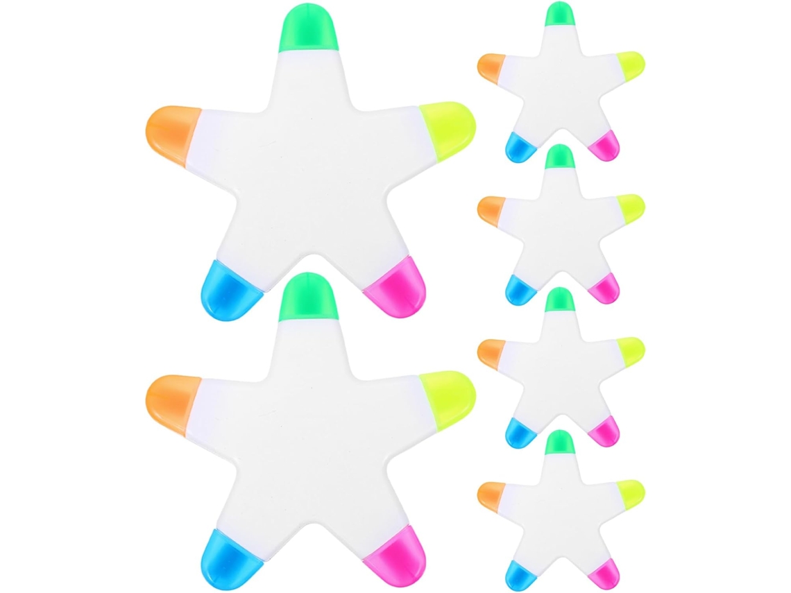 Marcadores Fluorescentes Hanabass, Design Em Formato De Estrela De