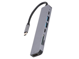 Lurelia Hub Usb-c 7 Em 1 Com 4k, 1080p, Hdmi, Usb 3.0, Pd Prata Compacto