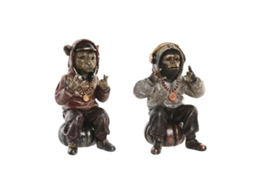 Figura Decorativa Home Esprit Castanho Dourado 18,5 X 16,5 X 26,5 Cm (2 Unidades)